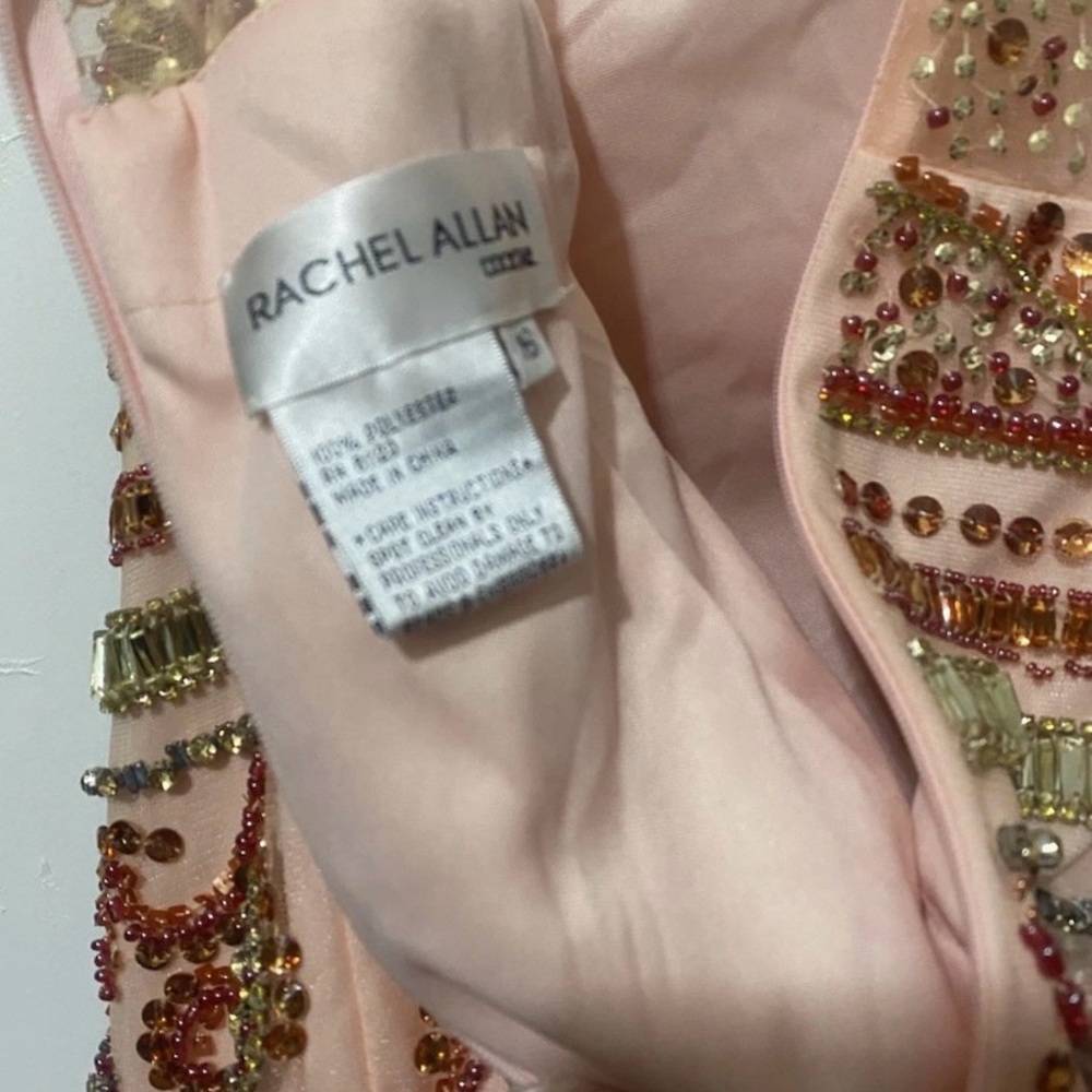 Rachel Allan Cocktail Size 16 Pink Gold Beaded Homecoming Party Dance Mini Dress - Picture 8 of 13
